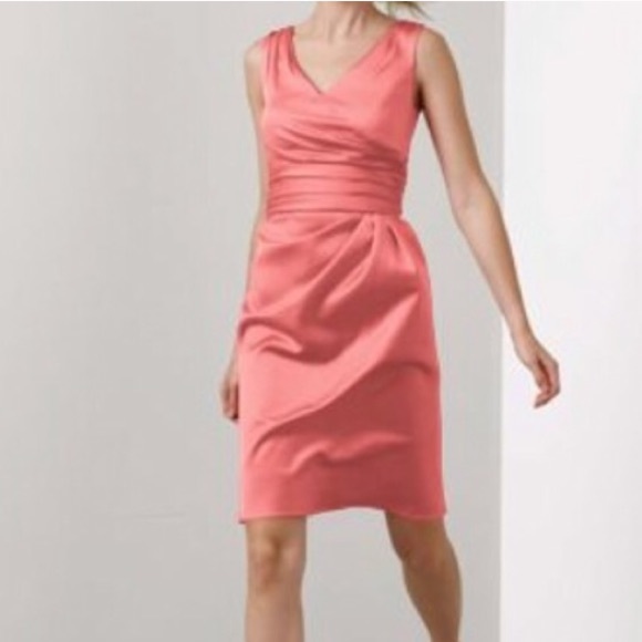coral knee length bridesmaid dresses High Low Knee Length V-Neck Bridesmaid Dresses